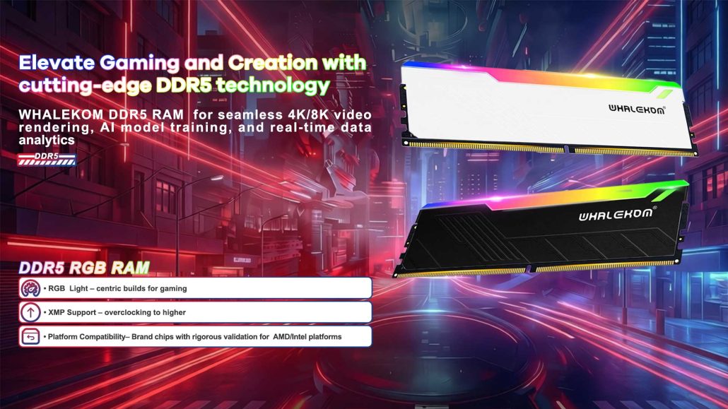 WHALEKOM DDR5 RGB RAM for Gaming